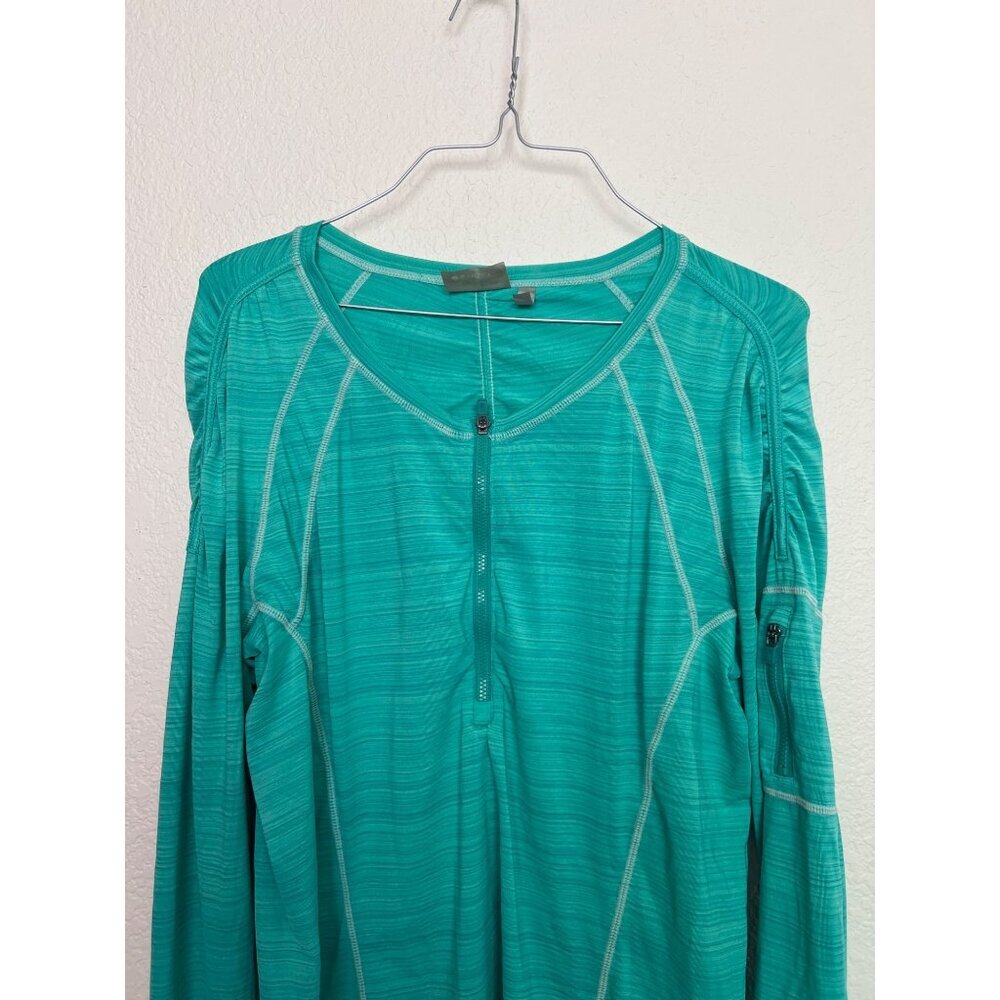 Athleta XL Pullover Long Sleeve Quarter Zip Workout Top Blue/Green - Picture 3 of 8